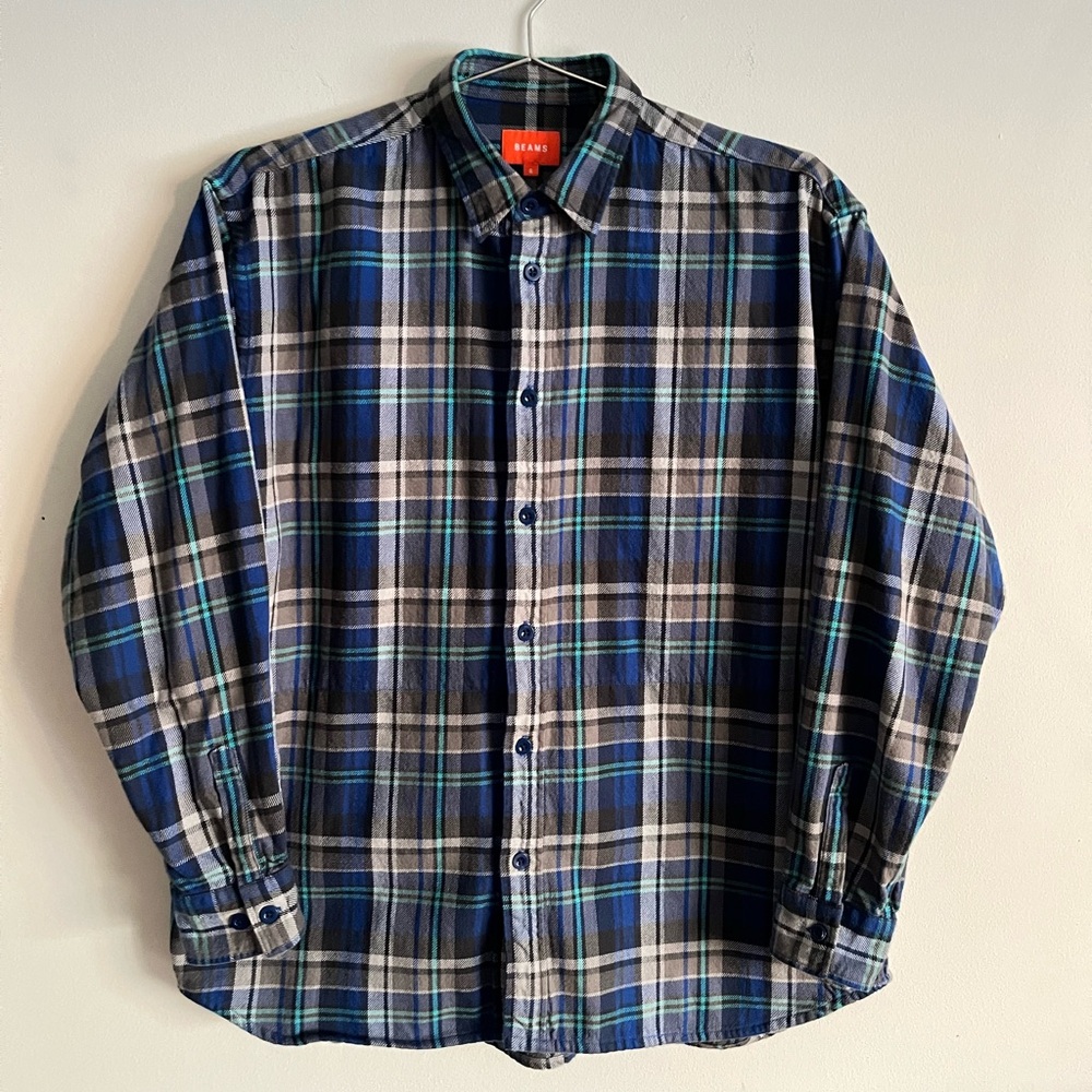 BEAMS Japan Plaid Flannel Shirt Jacket - S